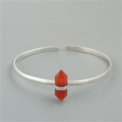 Sterling Silver Handmade Bangle Red Onyx Gemstone