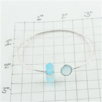 Bezel Set Aqua Chalcedony Sterling Silver Bangle