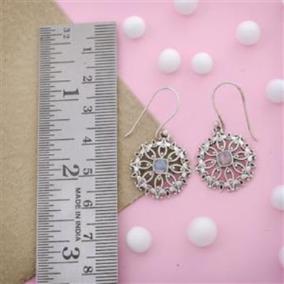 Floral design Moonstone Sterling Silver Earring Handmade Jewelry