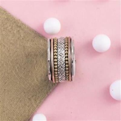 Three Tone Sterling Silver Fine Spinning Ring Jewelry Wholesaler