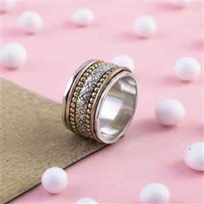Three Tone Sterling Silver Fine Spinning Ring Jewelry Wholesaler