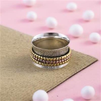 Perfect Gift Three Tone Spinner Ring Silver Jewelry