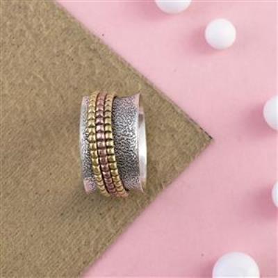 Perfect Gift Three Tone Spinner Ring Silver Jewelry