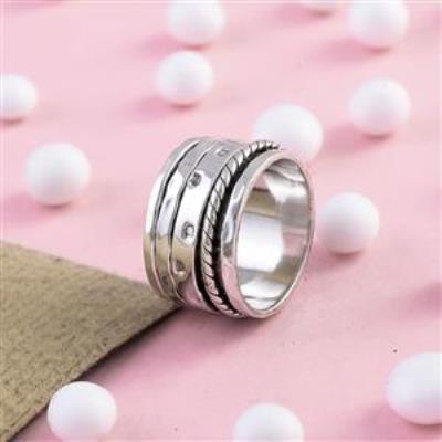 Charming Sterling Silver Spinner Meditation Ring Jewelry