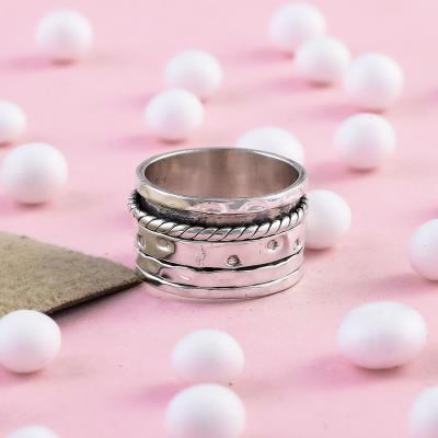 Charming Sterling Silver Spinner Meditation Ring Jewelry