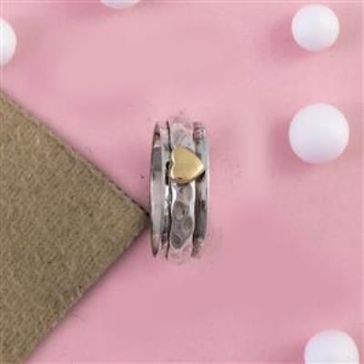 Heart Design Sterling Silver Spinner Ring Jewelry