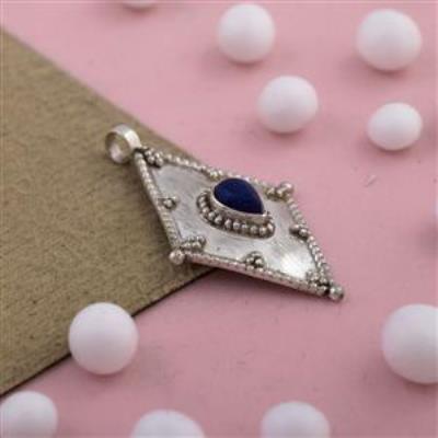 Kite Shape Sterling Silver Lapis Lazuli Pendant Online Gemstone Jewelry