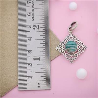 Green Stripped Agate Sterling Silver Pendant Jewelry