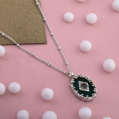 Green Onyx & Labradorite Gemstone Silver Necklace Online Gemstone Jewelry