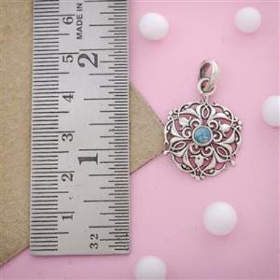 Blue Copper Turquoise Silver Pendant Gemstone Jewelry