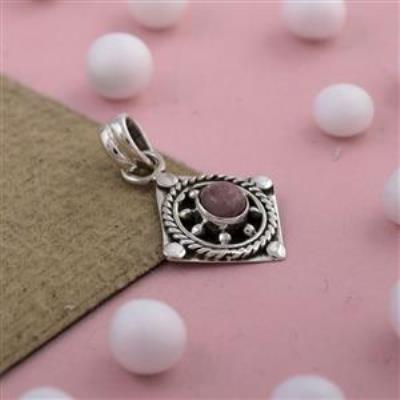 Vintage Sterling Silver Rhodochrosite Pendant