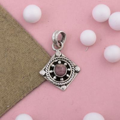 Vintage Sterling Silver Rhodochrosite Pendant
