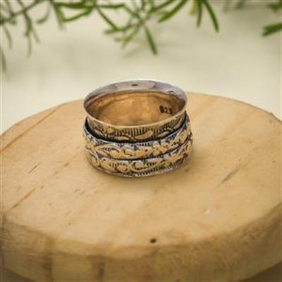 Texture Band Sterling Silver Spinner Ring Jewelry
