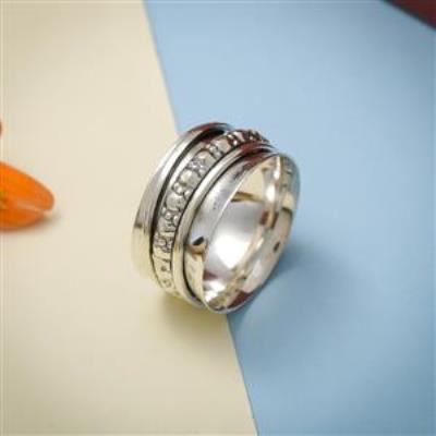 925 Sterling Silver Meditation Spinner Band Ring