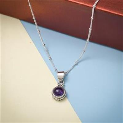 Amethyst Gemstone Sterling Silver Pendant Jewelry