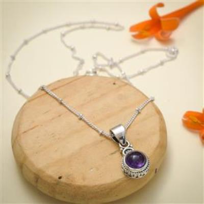 Amethyst Gemstone Sterling Silver Pendant Jewelry