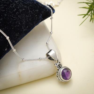 Amethyst Gemstone Sterling Silver Pendant Jewelry