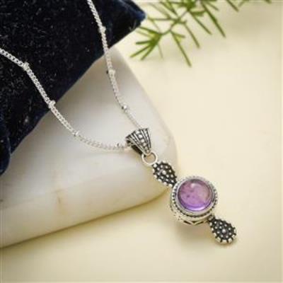 Classic Sterling Silver Amethyst Pendant Jewelry