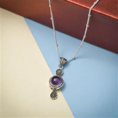 Classic Sterling Silver Amethyst Pendant Jewelry
