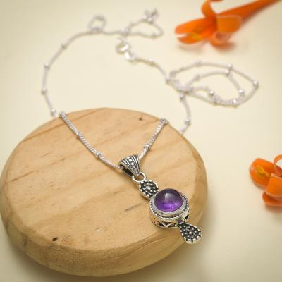 Classic Sterling Silver Amethyst Pendant Jewelry