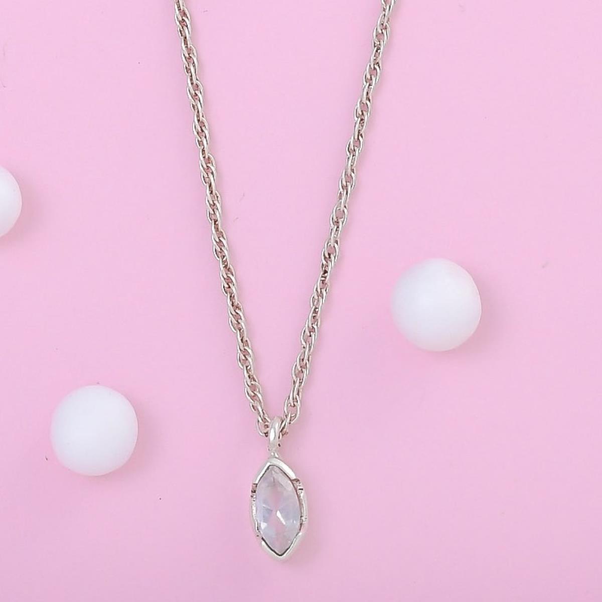 Rainbow Moonstone Fine Silver Dainty Necklace Jewelry