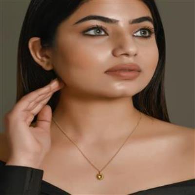 18K gold plated 925 sterling silver ring studded with natural citrine pendant with chain