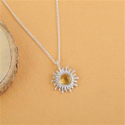 18K gold plated 925 sterling silver ring studded with natural citrine pendant with chain