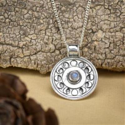 Moonstone Cabochon Pendant Sterling Silver
