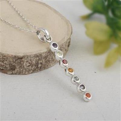 Multi Gemstone 925 Sterling Silver Chakra Pendant Necklace