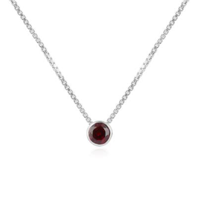 5mm Round Cut Natural Garnet 925 Sterling Silver Pendant Necklace